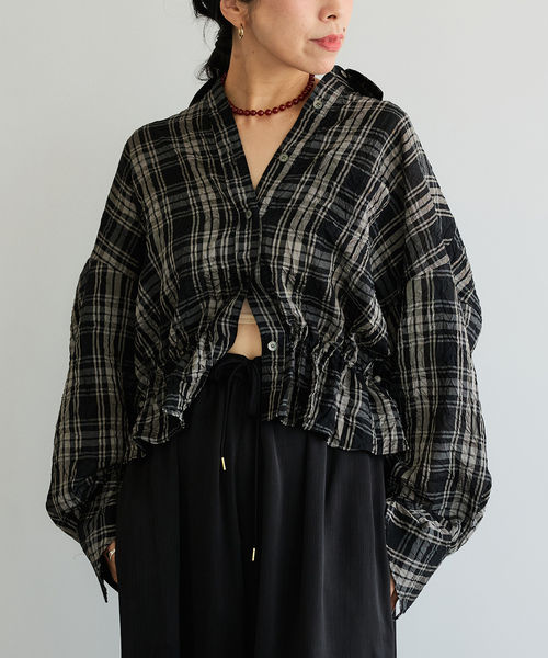 IENA LA BOUCLE(イエナラブークル)の「IENA LA BOUCLE キャッチワッシャーチェックシャツ(シャツ/ブラウス・レディース・ブラックミックス・FREE)」の8枚目の写真