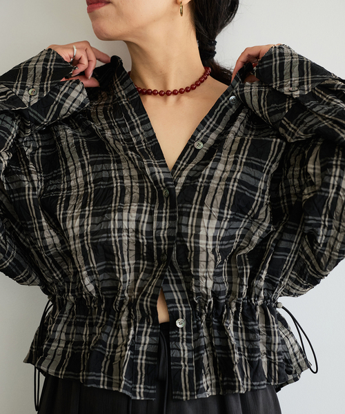IENA LA BOUCLE(イエナラブークル)の「IENA LA BOUCLE キャッチワッシャーチェックシャツ(シャツ/ブラウス・レディース・ブラックミックス・FREE)」の13枚目の写真