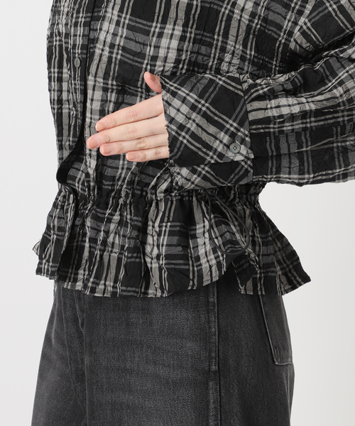 IENA LA BOUCLE(イエナラブークル)の「IENA LA BOUCLE キャッチワッシャーチェックシャツ(シャツ/ブラウス・レディース・ブラックミックス・FREE)」の2枚目の写真