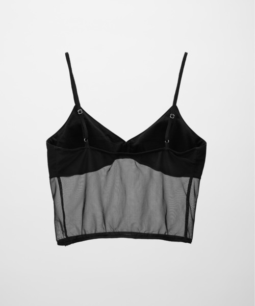 SOEMIN（ソミン）の「Cropped cami bralette／カップイン　シアーブラトップ（キャミソール・レディース・ブラック/ホワイト・FREE）」の3枚目の写真