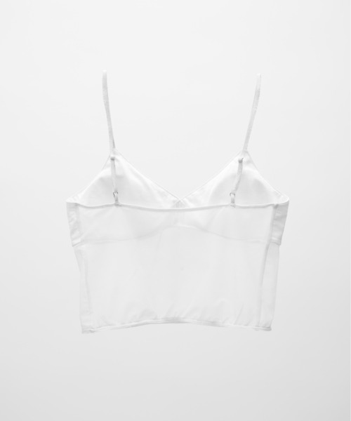 SOEMIN（ソミン）の「Cropped cami bralette／カップイン　シアーブラトップ（キャミソール・レディース・ブラック/ホワイト・FREE）」の4枚目の写真