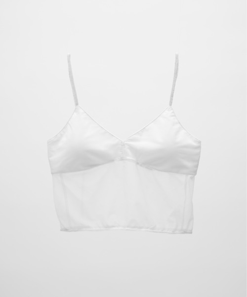 SOEMIN（ソミン）の「Cropped cami bralette／カップイン　シアーブラトップ（キャミソール・レディース・ブラック/ホワイト・FREE）」の5枚目の写真