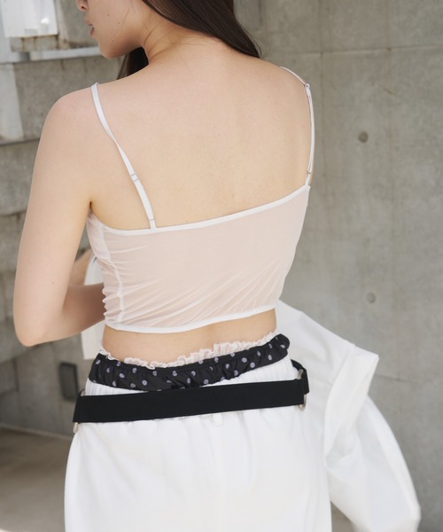 SOEMIN(ソミン)の「Cropped cami bralette/カップイン シアーブラトップ(キャミソール・レディース・ブラック/ホワイト・FREE)」の17枚目の写真