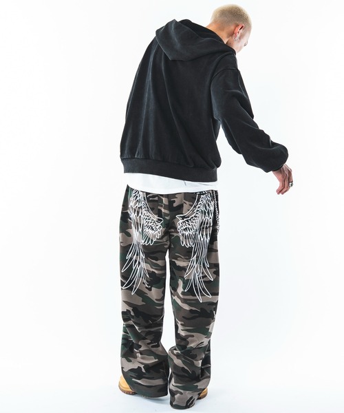 SHORT ROUND(ショートラウンド)の「SHORT ROUND/【26年春夏新作】ライトスウェットフェザーモチーフパンツ(スウェットパンツ・メンズ・ブラック/グレー/その他1・LARGE/MEDIUM)」の4枚目の写真