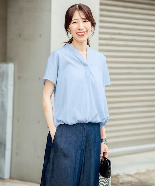 ICB(アイシービー)の「ヴィンテージナイロンタフタ 2WAYブラウス(シャツ/ブラウス・レディース・グレー系/スカイブルー系・42/44/46)」の10枚目の写真
