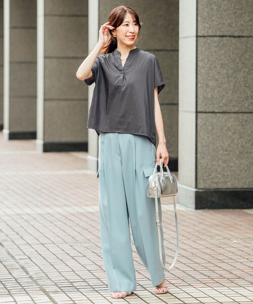 ICB(アイシービー)の「ヴィンテージナイロンタフタ 2WAYブラウス(シャツ/ブラウス・レディース・グレー系/スカイブルー系・42/44/46)」の16枚目の写真