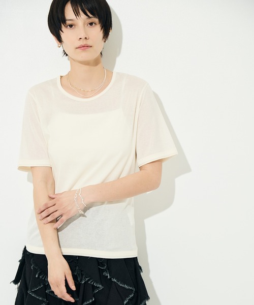 KEY TIMEZ（キータイムズ）の「[KEY TIMEZ/キータイムズ]ドライタッチTee（Tシャツ/カットソー・レディース・ブラウン/レッド/ホワイト・1/2）」の2枚目の写真