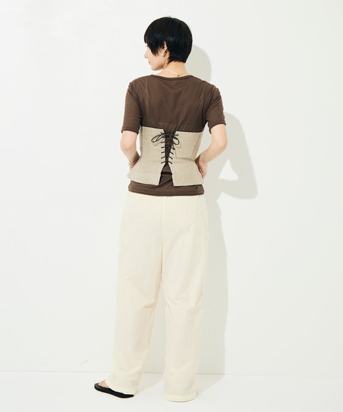 KEY TIMEZ（キータイムズ）の「[KEY TIMEZ/キータイムズ]ドライタッチTee（Tシャツ/カットソー・レディース・ブラウン/レッド/ホワイト・1/2）」の4枚目の写真