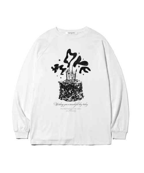 THEMORFHOUSE（ザモーフハウス）の「ウィッシュケーキハウスプリントオーバーサイズロングスリーブ [4カラー]（Tシャツ/カットソー・レディース・ホワイト/ブラウン/ネイビー/ブラック・MEDIUM/LARGE）」の5枚目の写真