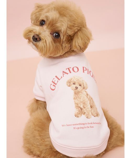 gelato pique(ジェラートピケ)の「【CAT&DOG】お散歩ドッグ裏毛プルオーバー(ペットウェア・レディース・ピンク/グレー/クリーム・S/M/L/XL)」の3枚目の写真