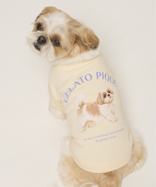 gelato pique(ジェラートピケ)の「【CAT&DOG】お散歩ドッグ裏毛プルオーバー(ペットウェア・レディース・ピンク/グレー/クリーム・S/M/L/XL)」の7枚目の写真