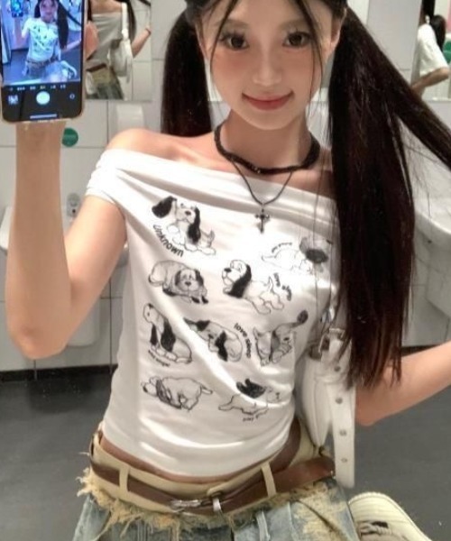 Sibra(シブラ)の「26ss ドッグプリントドレープネックTシャツ(Tシャツ/カットソー・レディース・ホワイト・M)」の12枚目の写真