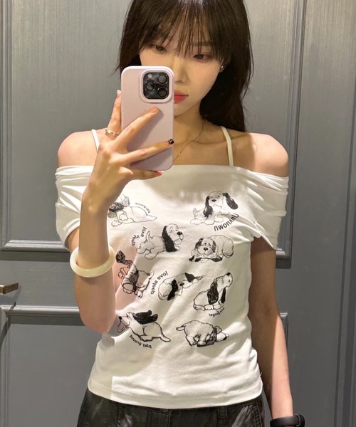 Sibra(シブラ)の「26ss ドッグプリントドレープネックTシャツ(Tシャツ/カットソー・レディース・ホワイト・M)」の10枚目の写真