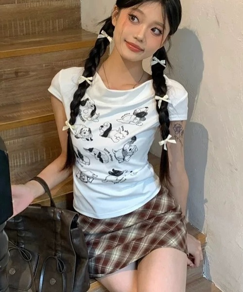 Sibra(シブラ)の「26ss ドッグプリントドレープネックTシャツ(Tシャツ/カットソー・レディース・ホワイト・M)」の6枚目の写真
