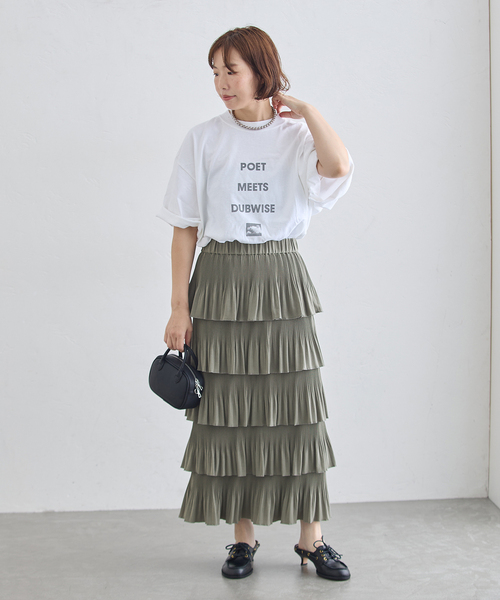 journal standard L'essage(ジャーナルスタンダードレサージュ)の「ティアードプリーツスカート(スカート・レディース・ブラック/オリーブ・36/38)」の4枚目の写真