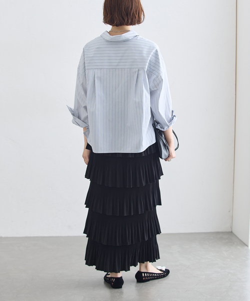 journal standard L'essage(ジャーナルスタンダードレサージュ)の「ティアードプリーツスカート(スカート・レディース・ブラック/オリーブ・36/38)」の10枚目の写真