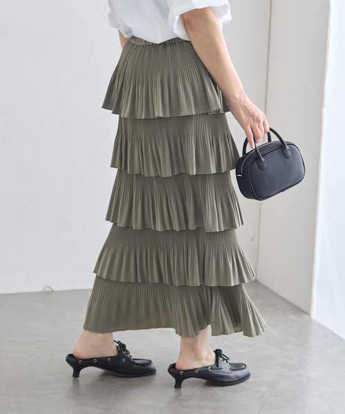 journal standard L'essage(ジャーナルスタンダードレサージュ)の「ティアードプリーツスカート(スカート・レディース・ブラック/オリーブ・36/38)」の12枚目の写真