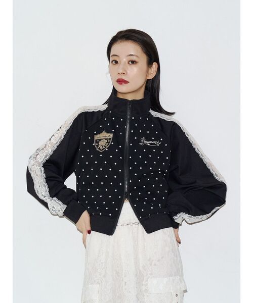 jouetie(ジュエティ)の「ドットトラックジャケット(Tシャツ/カットソー・レディース・アイボリー/ブラック・FREE)」の1枚目の写真