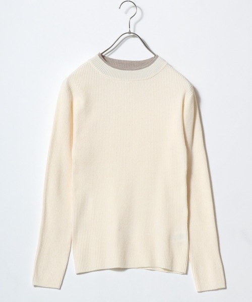 ANPAS(アンパス)の「Women’s Rib-Knit Layered Sweater with Contrast Collar / レディース リブ編み配色レイヤードセーター ニット 秋冬 トップス フェミニン(ニット/セーター・レディース・アイボリー/ブルー/ブラック/グレー・M/L)」の6枚目の写真
