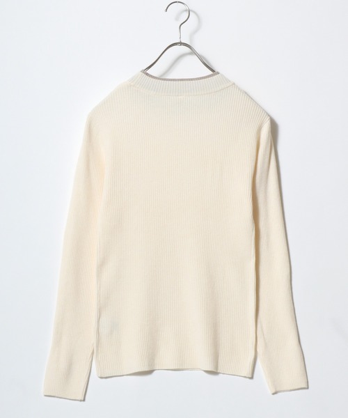 ANPAS(アンパス)の「Women’s Rib-Knit Layered Sweater with Contrast Collar / レディース リブ編み配色レイヤードセーター ニット 秋冬 トップス フェミニン(ニット/セーター・レディース・アイボリー/ブルー/ブラック/グレー・M/L)」の7枚目の写真