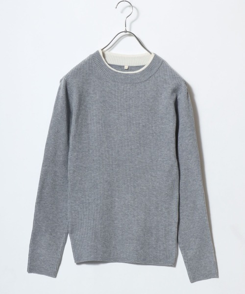 ANPAS(アンパス)の「Women’s Rib-Knit Layered Sweater with Contrast Collar / レディース リブ編み配色レイヤードセーター ニット 秋冬 トップス フェミニン(ニット/セーター・レディース・アイボリー/ブルー/ブラック/グレー・M/L)」の19枚目の写真