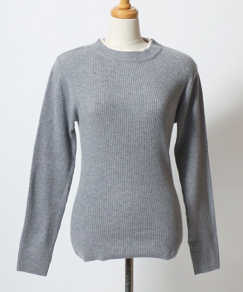 ANPAS(アンパス)の「Women’s Rib-Knit Layered Sweater with Contrast Collar / レディース リブ編み配色レイヤードセーター ニット 秋冬 トップス フェミニン(ニット/セーター・レディース・アイボリー/ブルー/ブラック/グレー・M/L)」の20枚目の写真