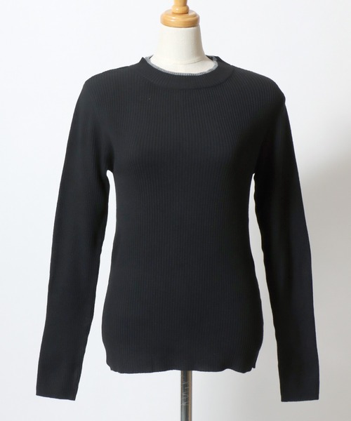 ANPAS(アンパス)の「Women’s Rib-Knit Layered Sweater with Contrast Collar / レディース リブ編み配色レイヤードセーター ニット 秋冬 トップス フェミニン(ニット/セーター・レディース・アイボリー/ブルー/ブラック/グレー・M/L)」の14枚目の写真