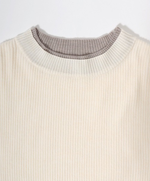 ANPAS(アンパス)の「Women’s Rib-Knit Layered Sweater with Contrast Collar / レディース リブ編み配色レイヤードセーター ニット 秋冬 トップス フェミニン(ニット/セーター・レディース・アイボリー/ブルー/ブラック/グレー・M/L)」の9枚目の写真