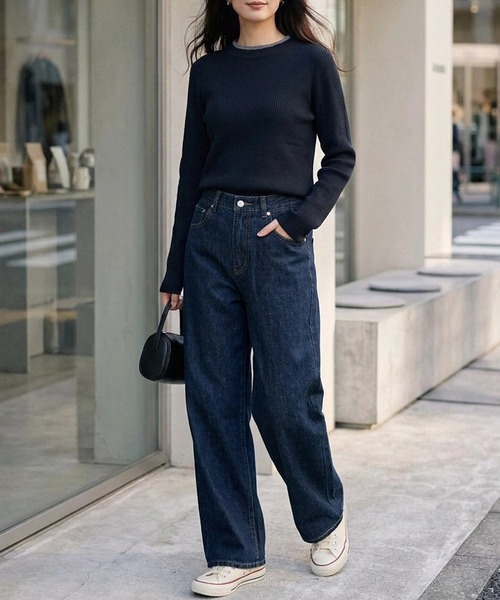 ANPAS(アンパス)の「Women’s Rib-Knit Layered Sweater with Contrast Collar / レディース リブ編み配色レイヤードセーター ニット 秋冬 トップス フェミニン(ニット/セーター・レディース・アイボリー/ブルー/ブラック/グレー・M/L)」の17枚目の写真
