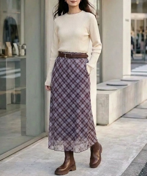 ANPAS(アンパス)の「Women’s Rib-Knit Layered Sweater with Contrast Collar / レディース リブ編み配色レイヤードセーター ニット 秋冬 トップス フェミニン(ニット/セーター・レディース・アイボリー/ブルー/ブラック/グレー・M/L)」の11枚目の写真