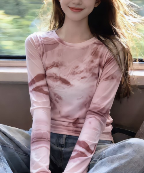 almo（アルモ）の「【TUNE】マーブルシアートップス（その他トップス・レディース・ピンク/グリーン・FREE）」の3枚目の写真