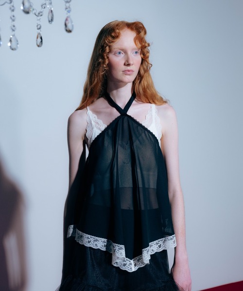 Carmelo(カーメロ)の「Lace Trim Bra Tops / レースリブクロップドキャミ(キャミソール・レディース・ホワイト/ブラック・FREE)」の17枚目の写真
