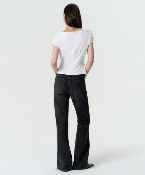 MUSINSA STANDARD WOMAN（ムシンサスタンダードウーマン）の「ウィメンズエッセンシャルブーツカットデニムパンツ[ウォッシュドブラック]（デニムパンツ・レディース・その他・24/25/26/27/28/29/30）」の3枚目の写真