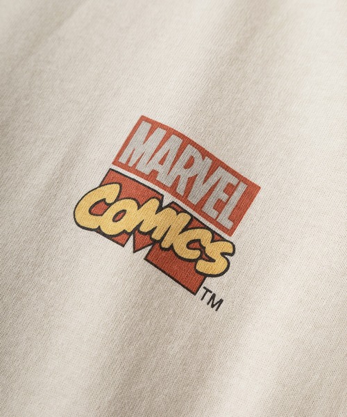 MARVEL（マーベル）の「【71】【MARVEL/マーベル】スパイダーマン/アベンジャーズ/フロントプリント/バックプリント/袖プリント/クルーネック ロングスリーブTシャツ/ピグメント風加工 /ロンT/ユニセックス/レディース/メンズ（Tシャツ/カットソー・メンズ・ブラック/アイボリー/アイボリー系/ブラック系・L/M/XL）」の10枚目の写真