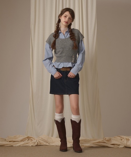 hazyl(ヘイジル)の「short sleeve mohair knit / ショートスリーブモヘアニット(ニット/セーター・レディース・グレー/モカ・フリー)」の16枚目の写真
