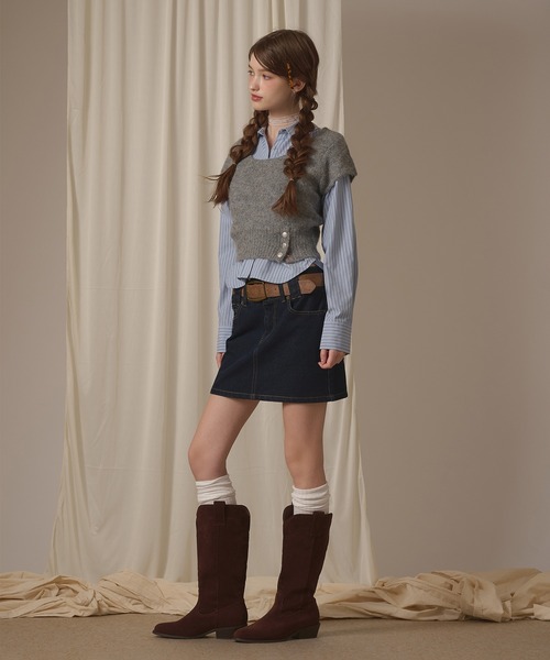 hazyl(ヘイジル)の「short sleeve mohair knit / ショートスリーブモヘアニット(ニット/セーター・レディース・グレー/モカ・フリー)」の18枚目の写真