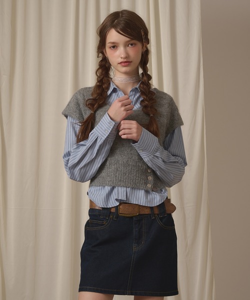 hazyl(ヘイジル)の「short sleeve mohair knit / ショートスリーブモヘアニット(ニット/セーター・レディース・グレー/モカ・フリー)」の20枚目の写真