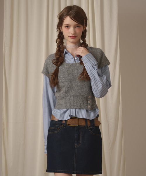 hazyl(ヘイジル)の「short sleeve mohair knit / ショートスリーブモヘアニット(ニット/セーター・レディース・グレー/モカ・フリー)」の22枚目の写真