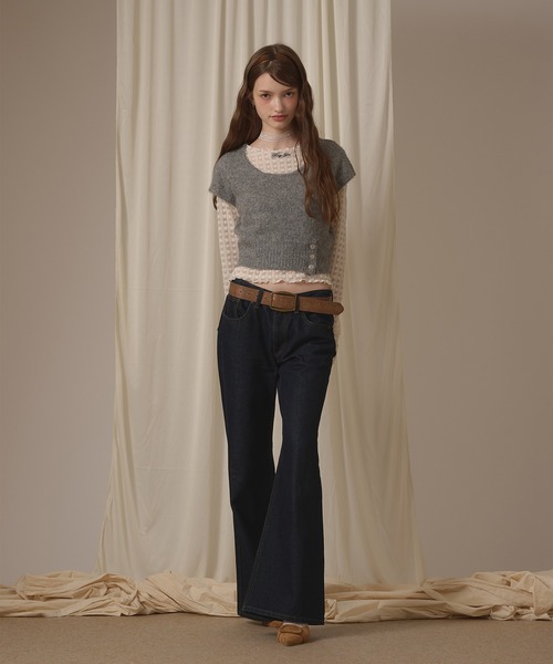 hazyl(ヘイジル)の「short sleeve mohair knit / ショートスリーブモヘアニット(ニット/セーター・レディース・グレー/モカ・フリー)」の10枚目の写真