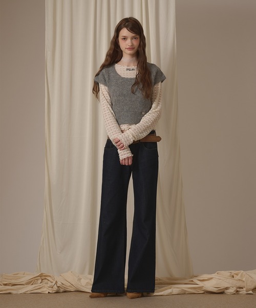 hazyl(ヘイジル)の「short sleeve mohair knit / ショートスリーブモヘアニット(ニット/セーター・レディース・グレー/モカ・フリー)」の11枚目の写真