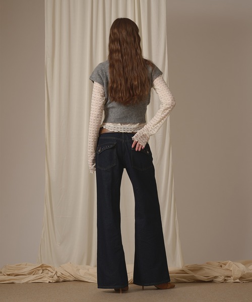 hazyl(ヘイジル)の「short sleeve mohair knit / ショートスリーブモヘアニット(ニット/セーター・レディース・グレー/モカ・フリー)」の9枚目の写真