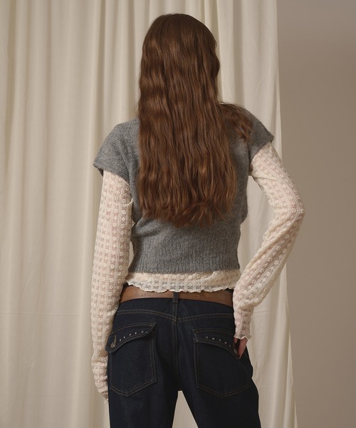 hazyl(ヘイジル)の「short sleeve mohair knit / ショートスリーブモヘアニット(ニット/セーター・レディース・グレー/モカ・フリー)」の15枚目の写真