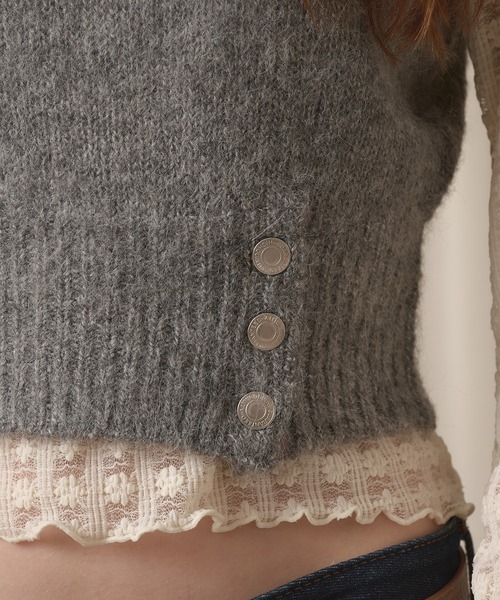 hazyl(ヘイジル)の「short sleeve mohair knit / ショートスリーブモヘアニット(ニット/セーター・レディース・グレー/モカ・フリー)」の3枚目の写真