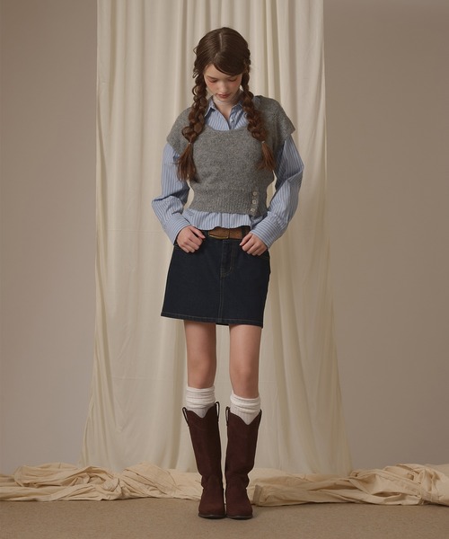 hazyl(ヘイジル)の「short sleeve mohair knit / ショートスリーブモヘアニット(ニット/セーター・レディース・グレー/モカ・フリー)」の17枚目の写真