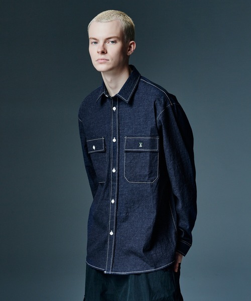 glamb(グラム)の「Eaten Apple Denim Shirt / イートゥンアップルデニムシャツ(シャツ/ブラウス・メンズ・インディゴブルー/ブラック・S/L/M)」の8枚目の写真