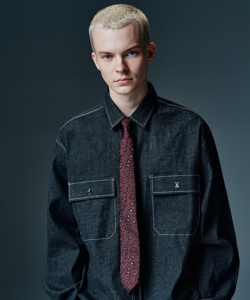 glamb(グラム)の「Eaten Apple Denim Shirt / イートゥンアップルデニムシャツ(シャツ/ブラウス・メンズ・インディゴブルー/ブラック・S/L/M)」の9枚目の写真