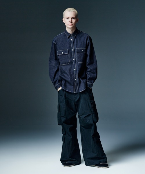 glamb(グラム)の「Eaten Apple Denim Shirt / イートゥンアップルデニムシャツ(シャツ/ブラウス・メンズ・インディゴブルー/ブラック・S/L/M)」の10枚目の写真