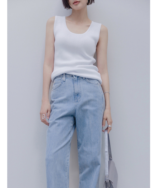 MEMUA(メムア)の「リネンライクサマー ニットスリーブレス(サンドベージュ)(Tシャツ/カットソー・レディース・サンドベージュ/ブラウン/ライム/ブラック/ホワイト/ダークベージュ・FREE)」の8枚目の写真
