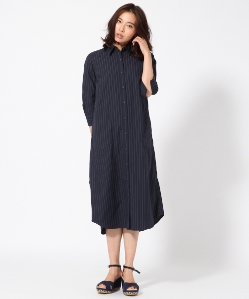 GLOBAL WORK（グローバルワーク）の「シャツミディーワンピース/708340（ワンピース・レディース・ネイビー/ブルー・MEDIUM/LARGE）」の2枚目の写真
