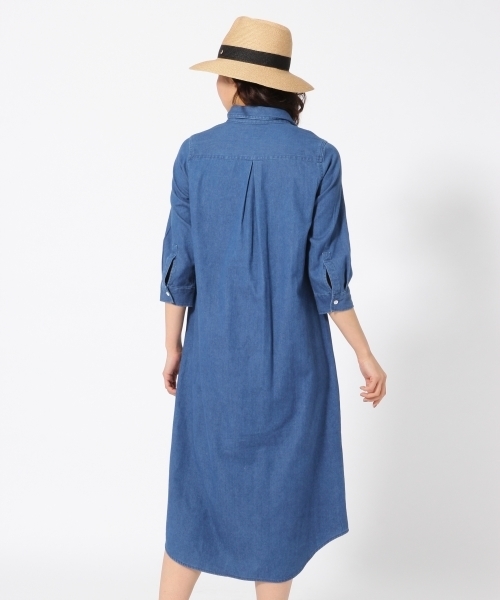 GLOBAL WORK（グローバルワーク）の「シャツミディーワンピース/708340（ワンピース・レディース・ネイビー/ブルー・MEDIUM/LARGE）」の4枚目の写真